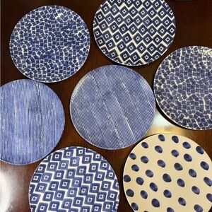 Viva by Vietri Santorini Dinner Plates • Set of 7 • Blue Mediterranean